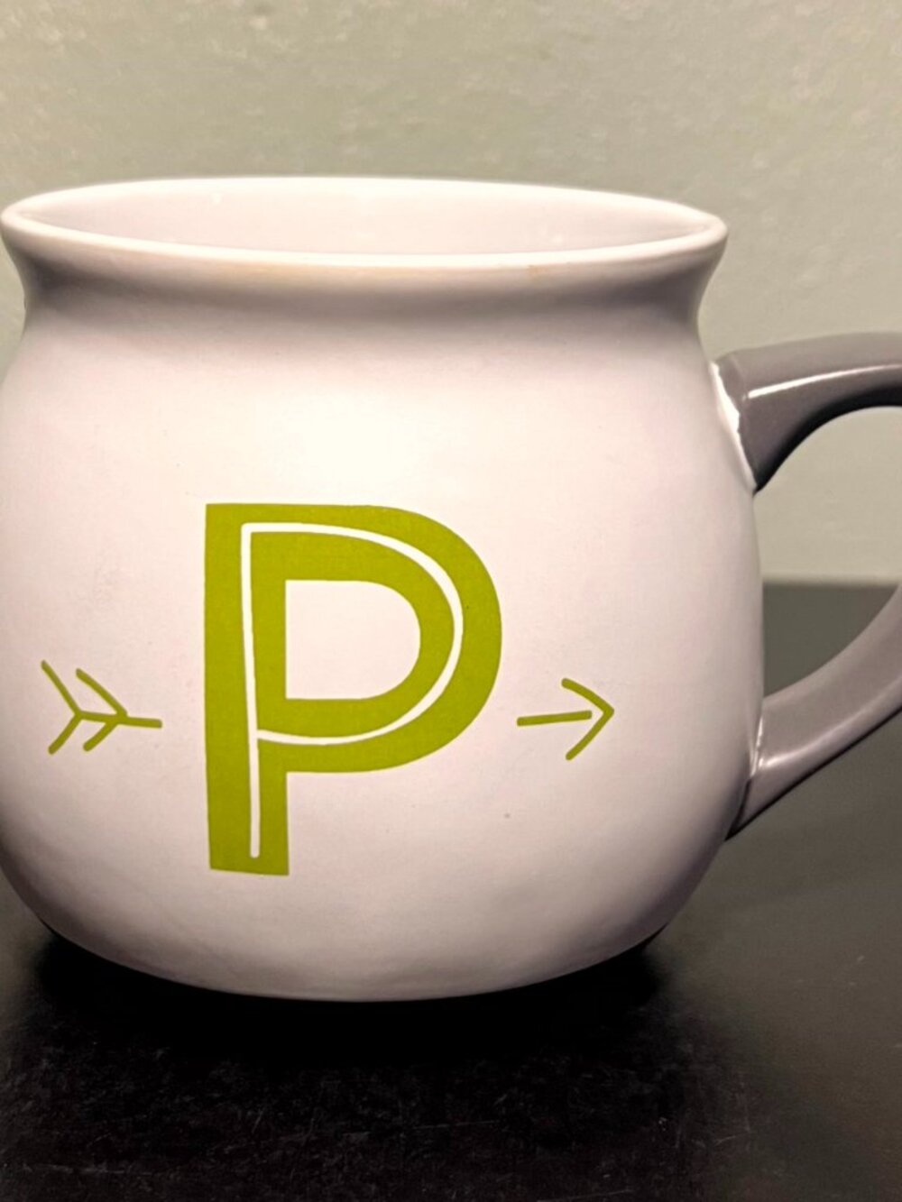 Threshold Monogram Initial Letter P White Matte Stoneware Coffee Mug Large 16 oz